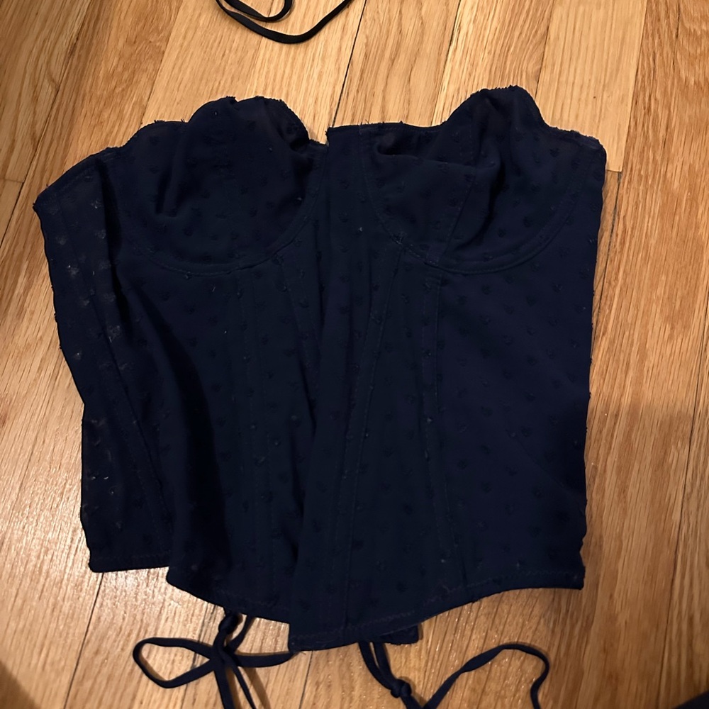 Navy Urban Outfitters Polka Dot Corset
